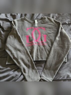 ICE Golden Girls Logo Cropped Sweatshirt - Gray with Pink